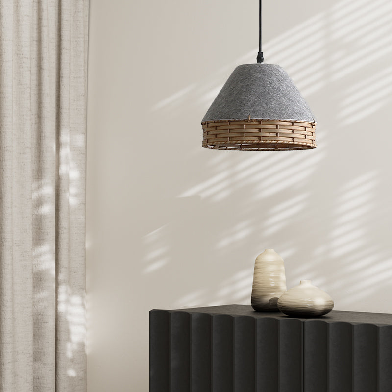 Minimalist Felt Irregular Pendant Lamps With Rattan Art Deco Style For Bedroom And Study 2