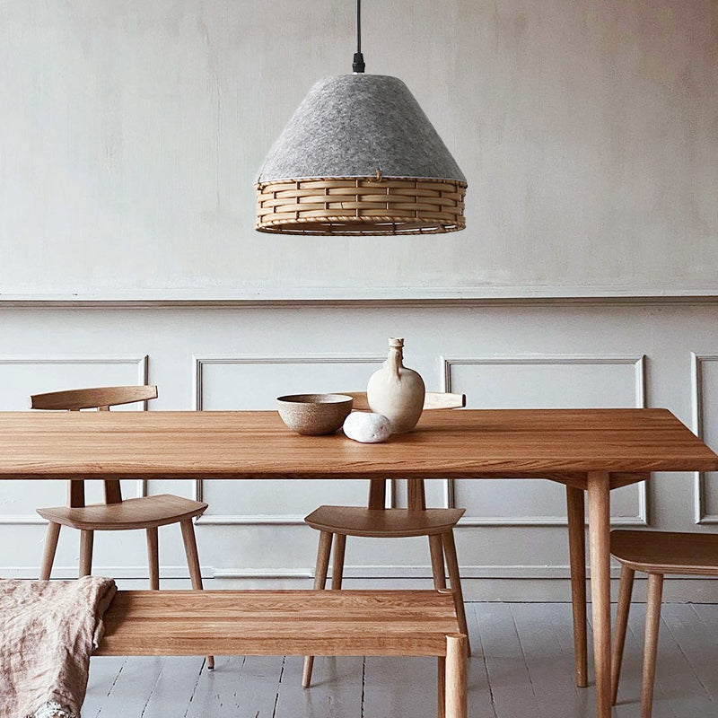 Minimalist Felt Irregular Pendant Lamps With Rattan Art Deco Style For Bedroom And Study 1