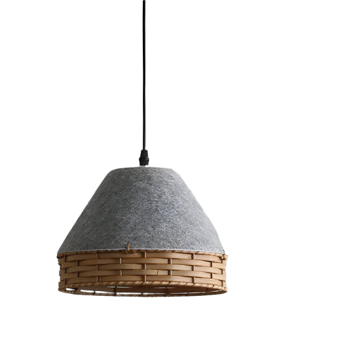 Minimalist Felt Irregular Pendant Lamps With Rattan Art Deco Style For Bedroom And Study