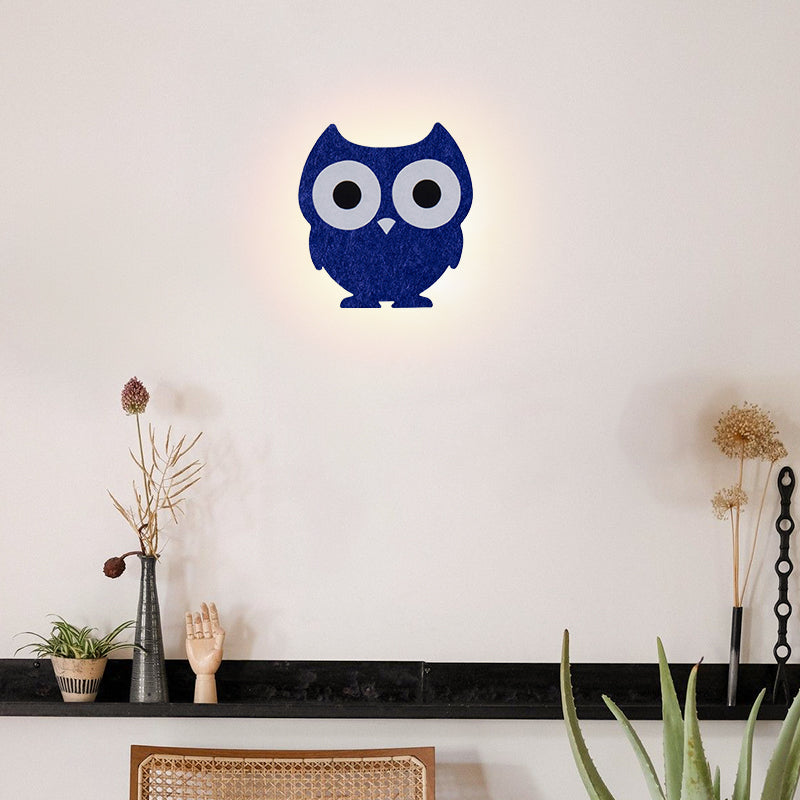 Modern Cute Owl Wall Sconce With Inviting Joyful Dark Blue Felt For Family Room 1