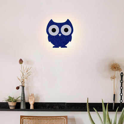 Modern Cute Owl Wall Sconce With Inviting Joyful Dark Blue Felt For Family Room 1