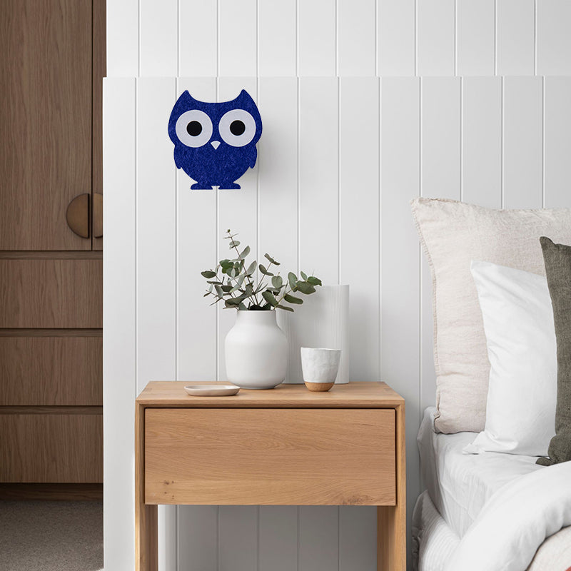 Modern Cute Owl Wall Sconce With Inviting Joyful Dark Blue Felt For Family Room 2