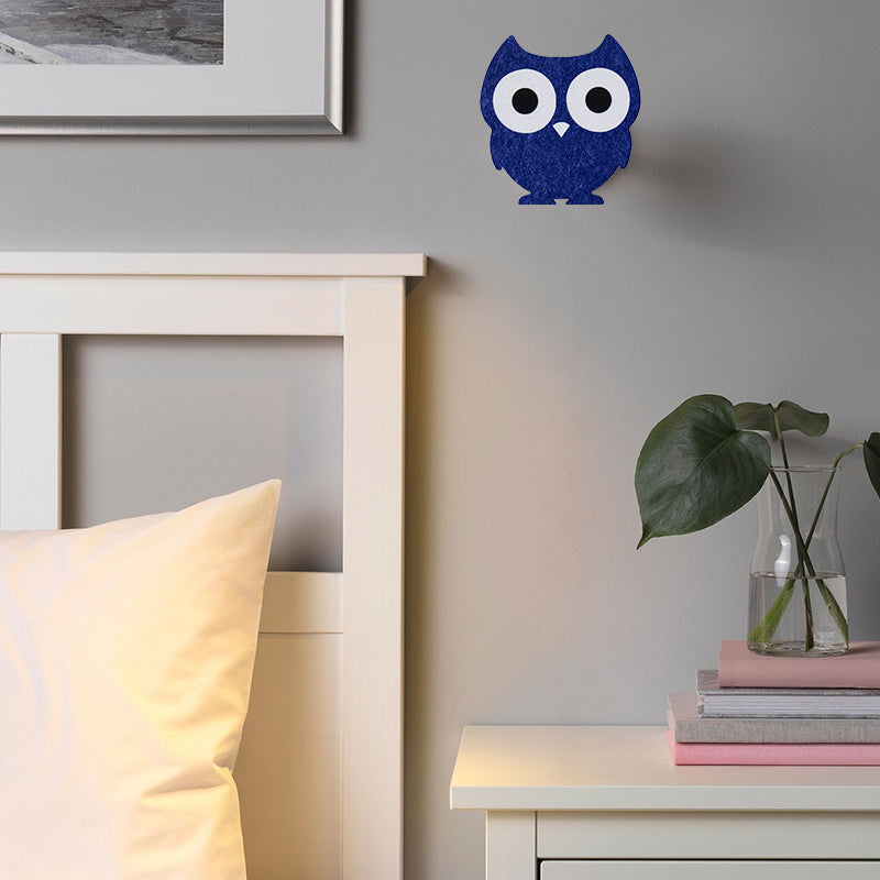 Modern Cute Owl Wall Sconce With Inviting Joyful Dark Blue Felt For Family Room 3