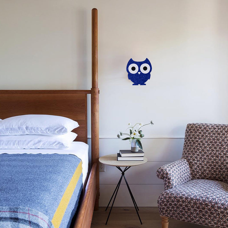 Modern Cute Owl Wall Sconce With Inviting Joyful Dark Blue Felt For Family Room 4