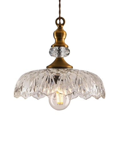 Vintage Messing Klarglas Blume Pendelleuchte für Kücheninsel