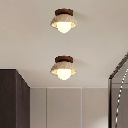 Wabi Sabi Style Travertine Dome Ceiling Light for Living Room