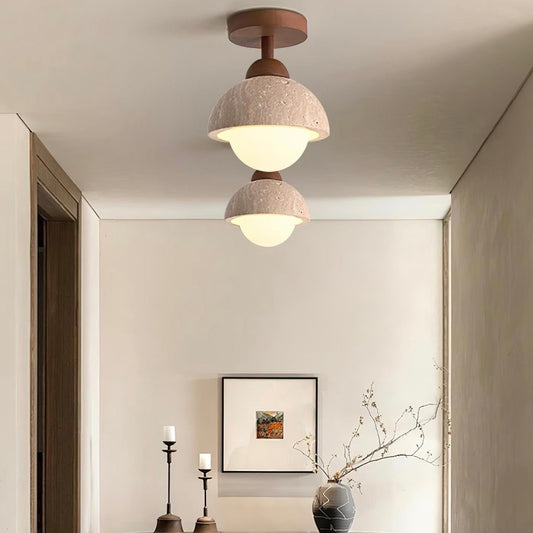 Wabi Sabi Travertine Dome Ceiling Light