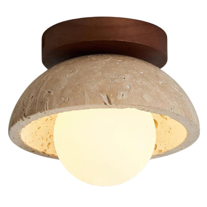 Wabi Sabi Style Travertine Dome Ceiling Light for Living Room