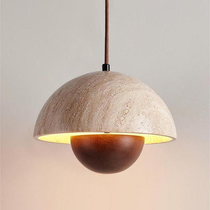 Wabi-Sabi Travertine Flower Bud Pendant Lamp