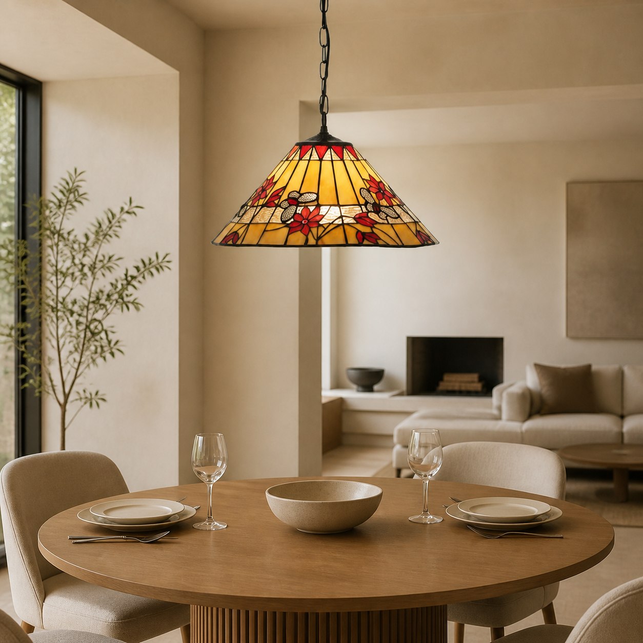 TF Butterfly Pendelleuchte – Hängelampe im Buntglas-Design für Esszimmer, Flur und Wohnzimmer