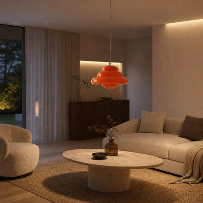Bomiello Modern Layered Glass Pendant Light - Sculptural Minimal Light for Living Room or Bedroom