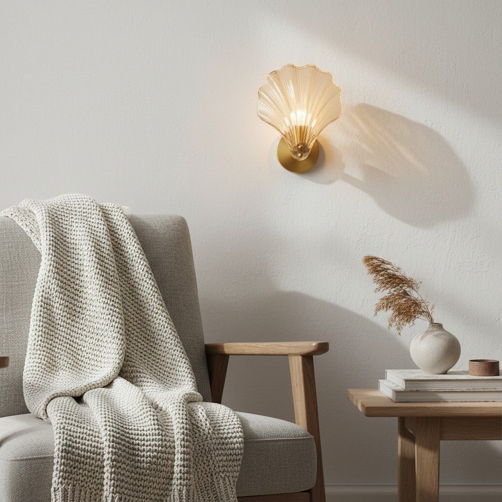 Shellora Stylish Shell Wall Light – Sculptural Glass and Metal Wall Lamp for Home N44