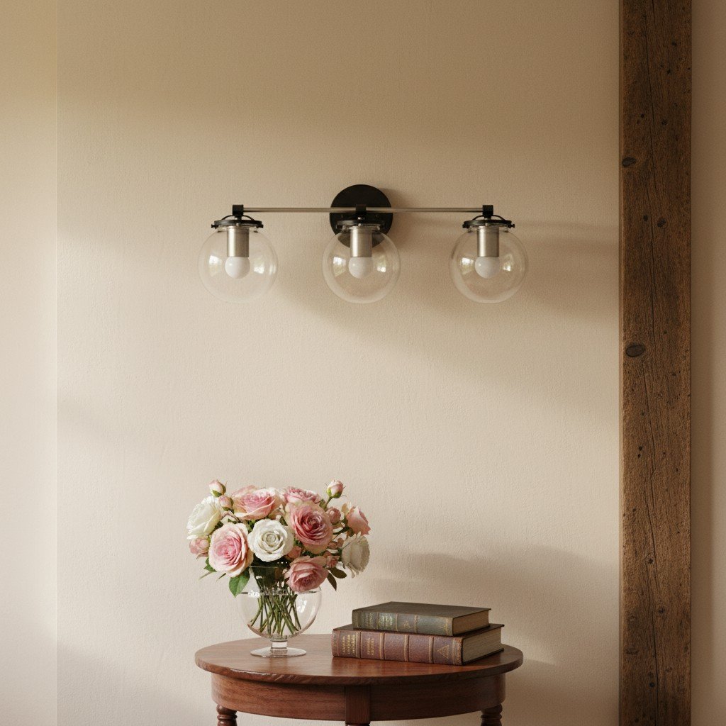Glorica Glass 3 Shade Globe Vanity Light - Soft Bathroom Light Fixture