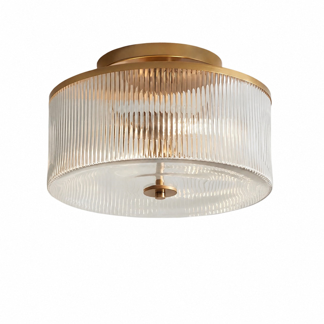 Trommelförmige Deckenlampe aus geripptem Glas – Vintage-Bauernhaus-Deckenleuchte