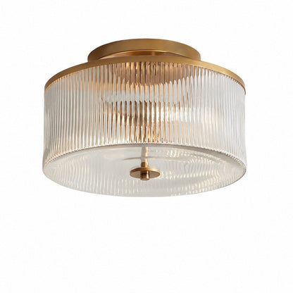 Trommelförmige Deckenlampe aus geripptem Glas – Vintage-Bauernhaus-Deckenleuchte