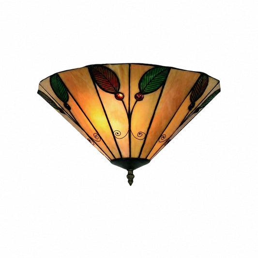 TiffStar Leaf Flush Ceiling Light with Art Glass Shade for Living Room