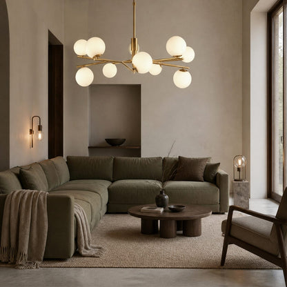 Tivara Mid-Century Modern 10-flammige Pendelleuchte – Kronleuchter mit kugelförmigen Schirmen für hohe Decken