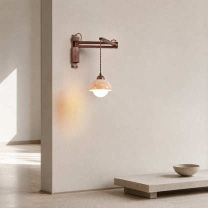 Tia Travertine Swing Arm Plug-in Sconce