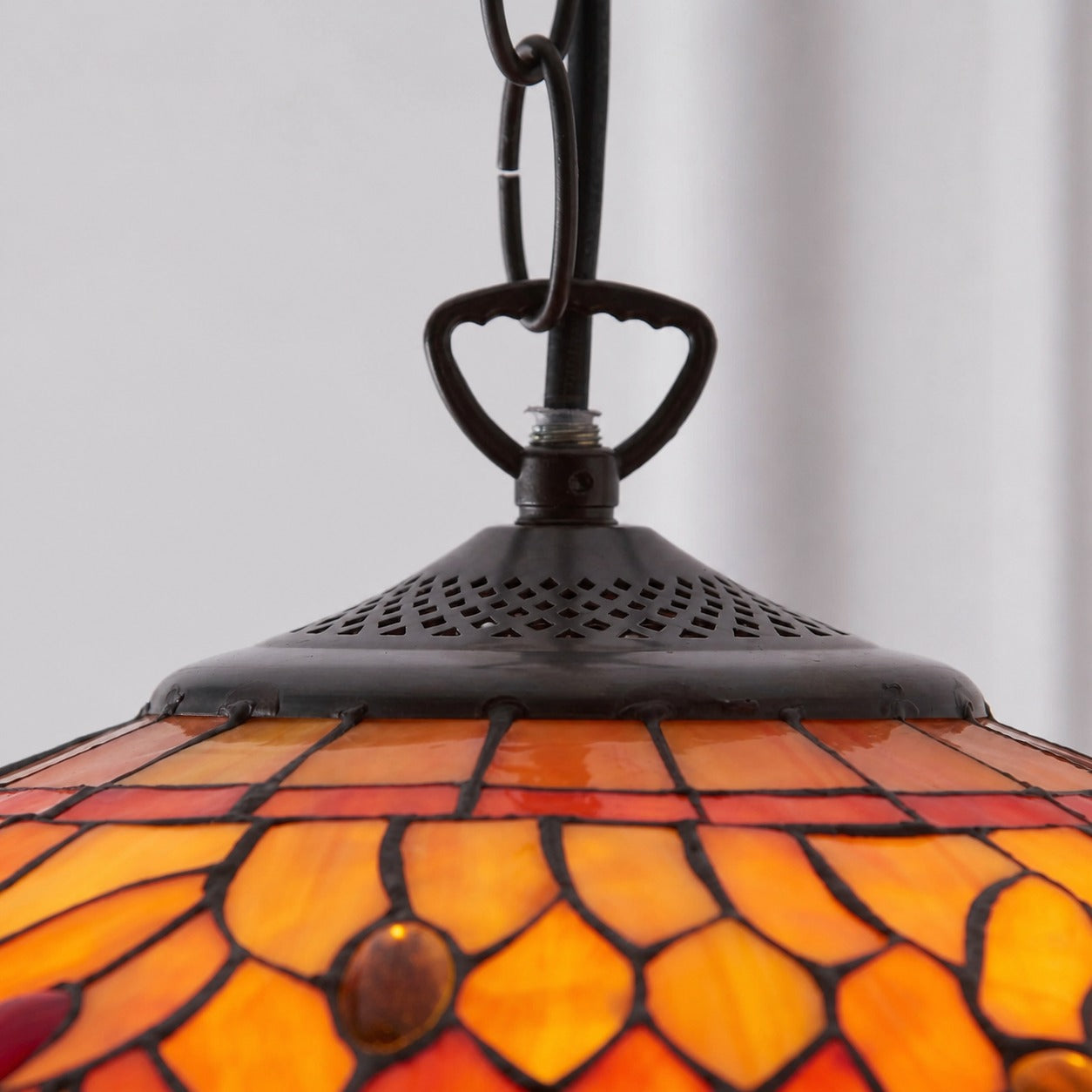 TF Dragonfly Blue Tiffany-Deckenleuchte – Jugendstil-Pendelleuchte aus Buntglas für Wohnzimmer