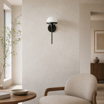 Ornato Luxe Moderne Art Deco Wandleuchte - Opalglas Kugelleuchte - Messing oder Schwarz