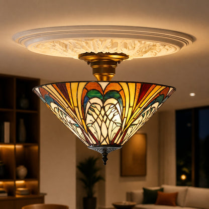 TF Hector Deckenleuchte – Handgefertigtes Buntglas-Design, Einbau- oder Pendelleuchte für Zuhause