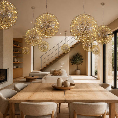 Silver Spark Ball Pendant Light