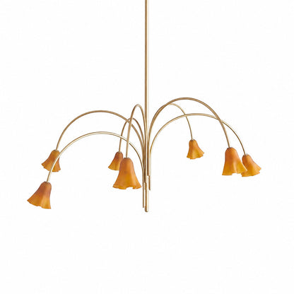 Bellina Modern Romantic Chandelier - Botanical Lily Design with Glass Flowers