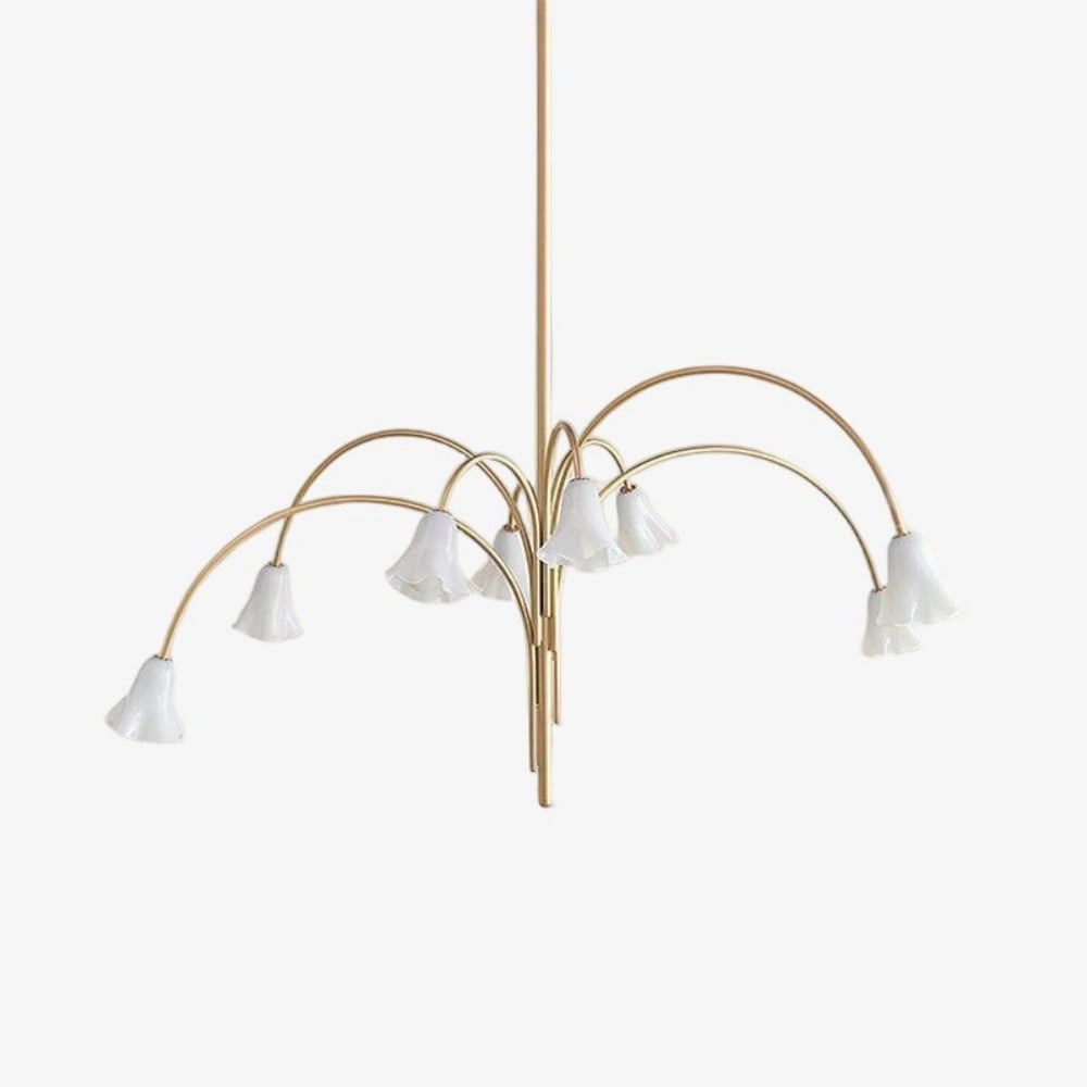 Bellina Sculptural Glass Lily Chandelier – Modern Romantic Pendant Light for High Ceilings