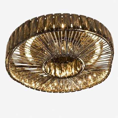 Glomar Glass Round Flush Ceiling Light - Modern Metal Glass Finish Living Areas