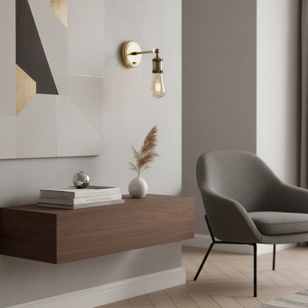 Verstellbare Vintage Hal Wandleuchte aus Messing für das Wohnzimmer 