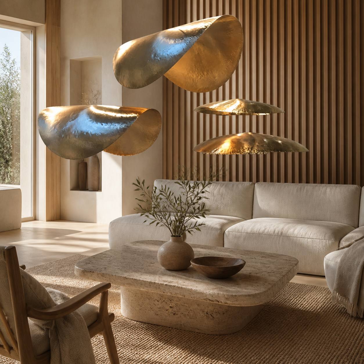 Hammered Brass Suspension Light