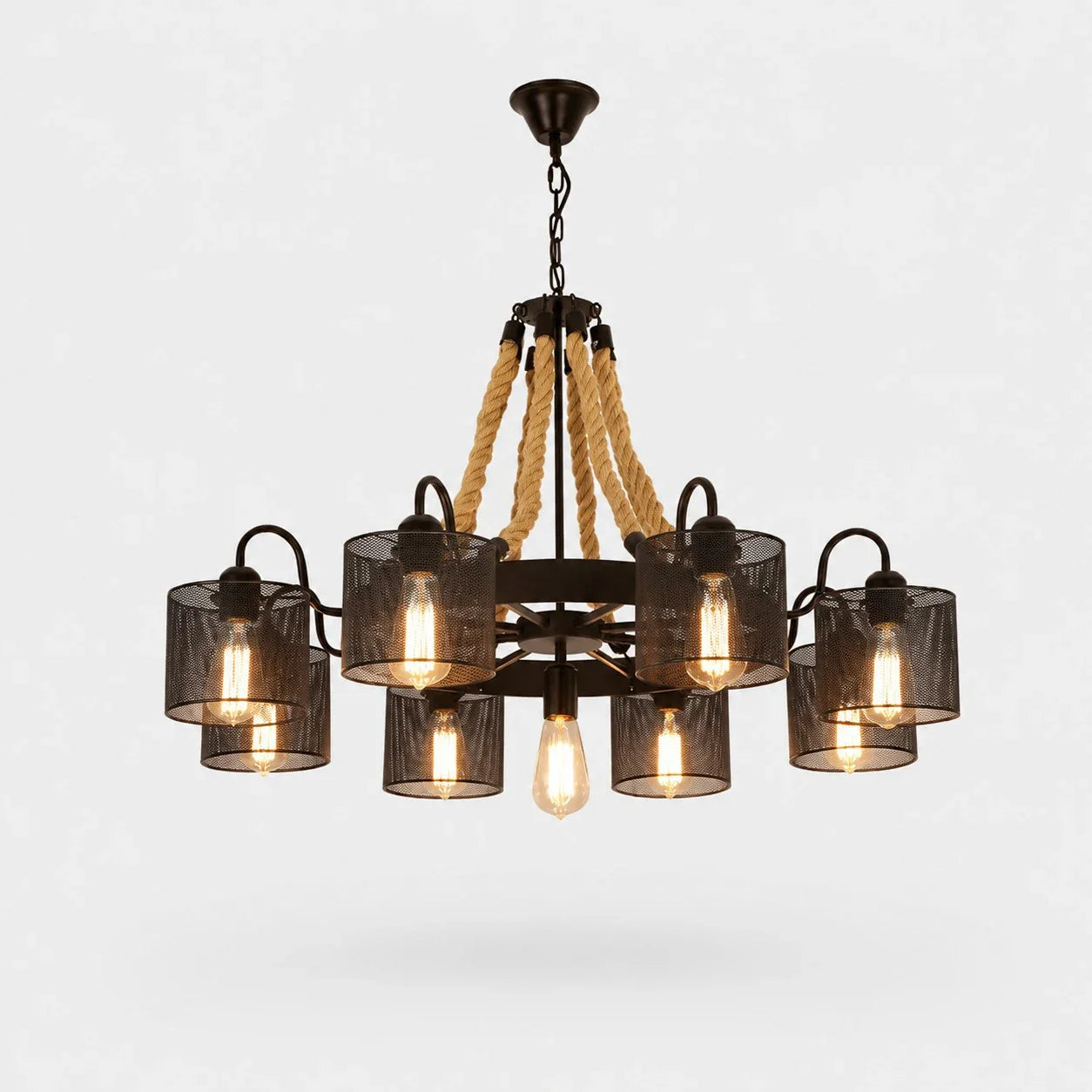 Rustic farmhouse rope chandelier