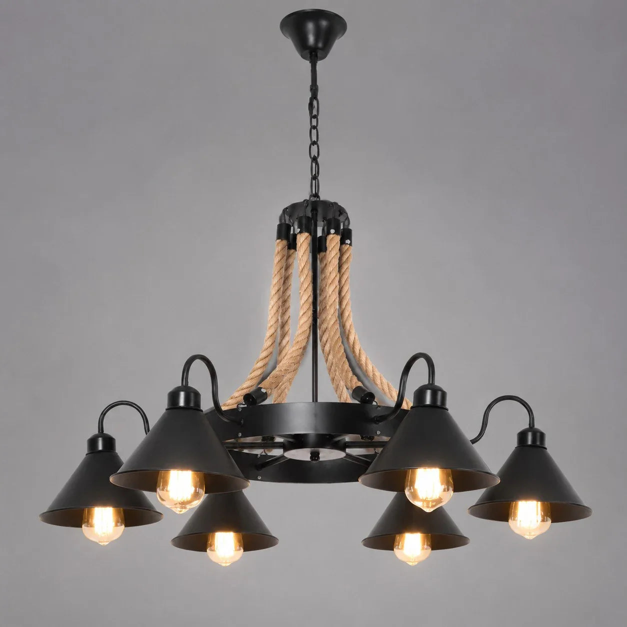 Rustic farmhouse rope chandelier