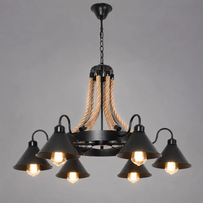 Rustic farmhouse rope chandelier