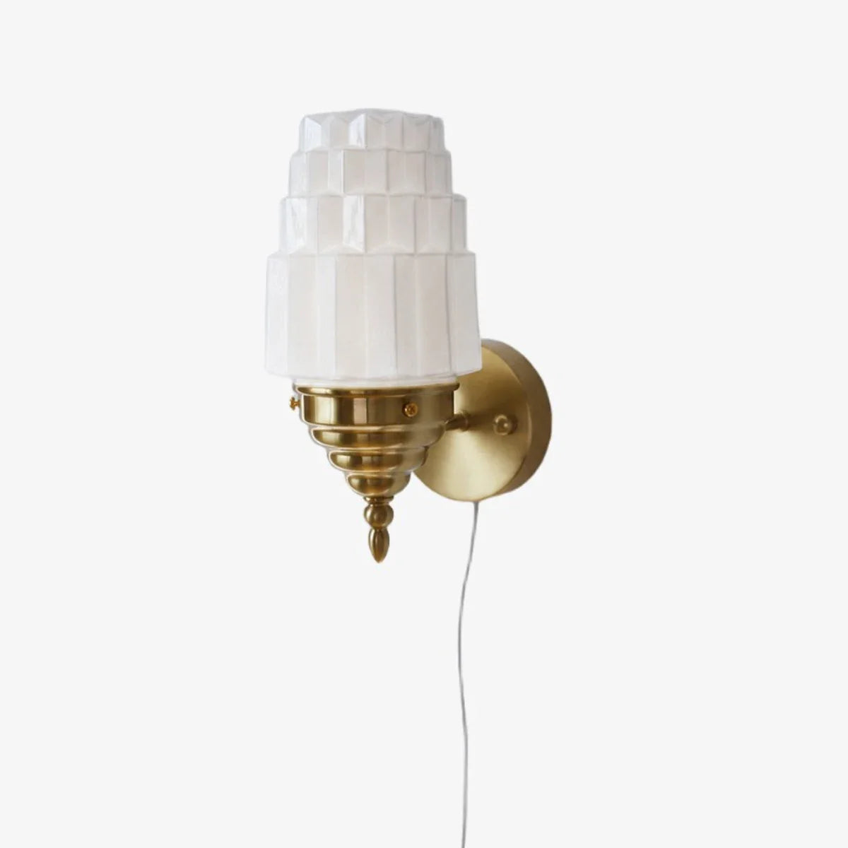 Antique brass plug-in Art Deco wall sconce