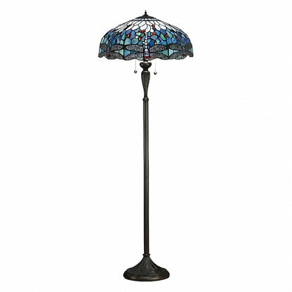 TiffStar Art Glass Floor Lamp with Ornamental Pattern Shade – Standing Light for Living Rooms