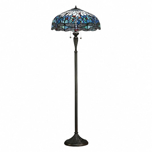 TiffStar Stehlampe aus Kunstglas mit dekorativem Lampenschirm – Stehleuchte für Wohnzimmer