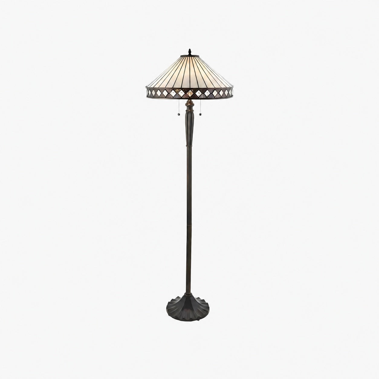 TF Fargo Geometrische Tiffany-Lampe – Akzentbeleuchtung aus bernsteinfarbenem und cremefarbenem Glas für Schlafzimmer oder Arbeitszimmer