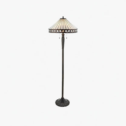 TF Fargo Geometrische Tiffany-Lampe – Akzentbeleuchtung aus bernsteinfarbenem und cremefarbenem Glas für Schlafzimmer oder Arbeitszimmer