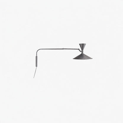 Ivoran Plug-In Swing Arm Wall Sconce - Metal Cone Adjustable Reading Light for Bedroom and Study