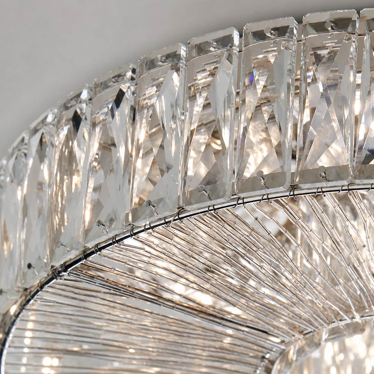 Glomar Glass Round Flush Ceiling Light - Modern Metal Glass Finish Living Areas