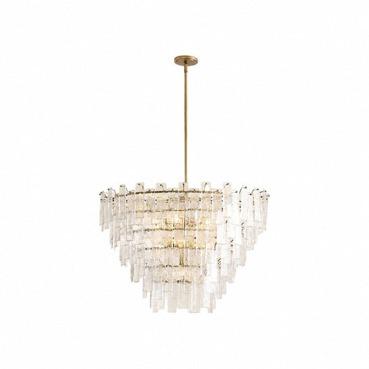 Lumvey Runder Kronleuchter – Vintage-inspirierter Metallrahmen mit gestuftem Glas für Esszimmer und Foyer
