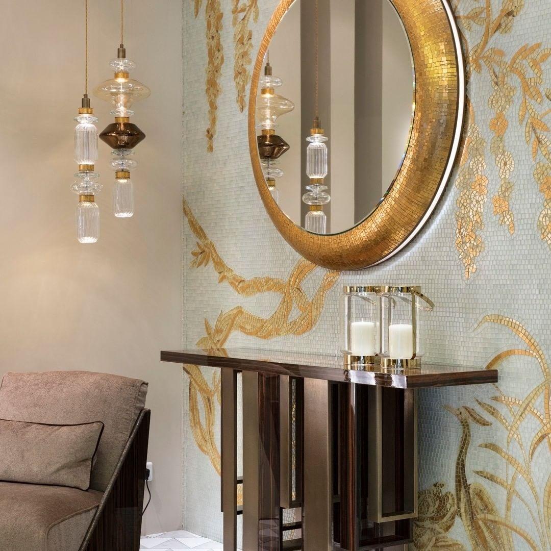 Minimalistische Ballett-Pendelleuchte - Eisen-Metall-Glas-Gold-Bernstein-Innenbeleuchtung