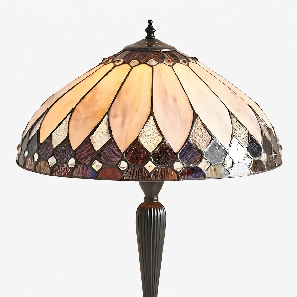 TF Brooklyn Tiffany Lamp Stained Glass Mosaic Table Lamp - Classic Art Deco Style for Living Room