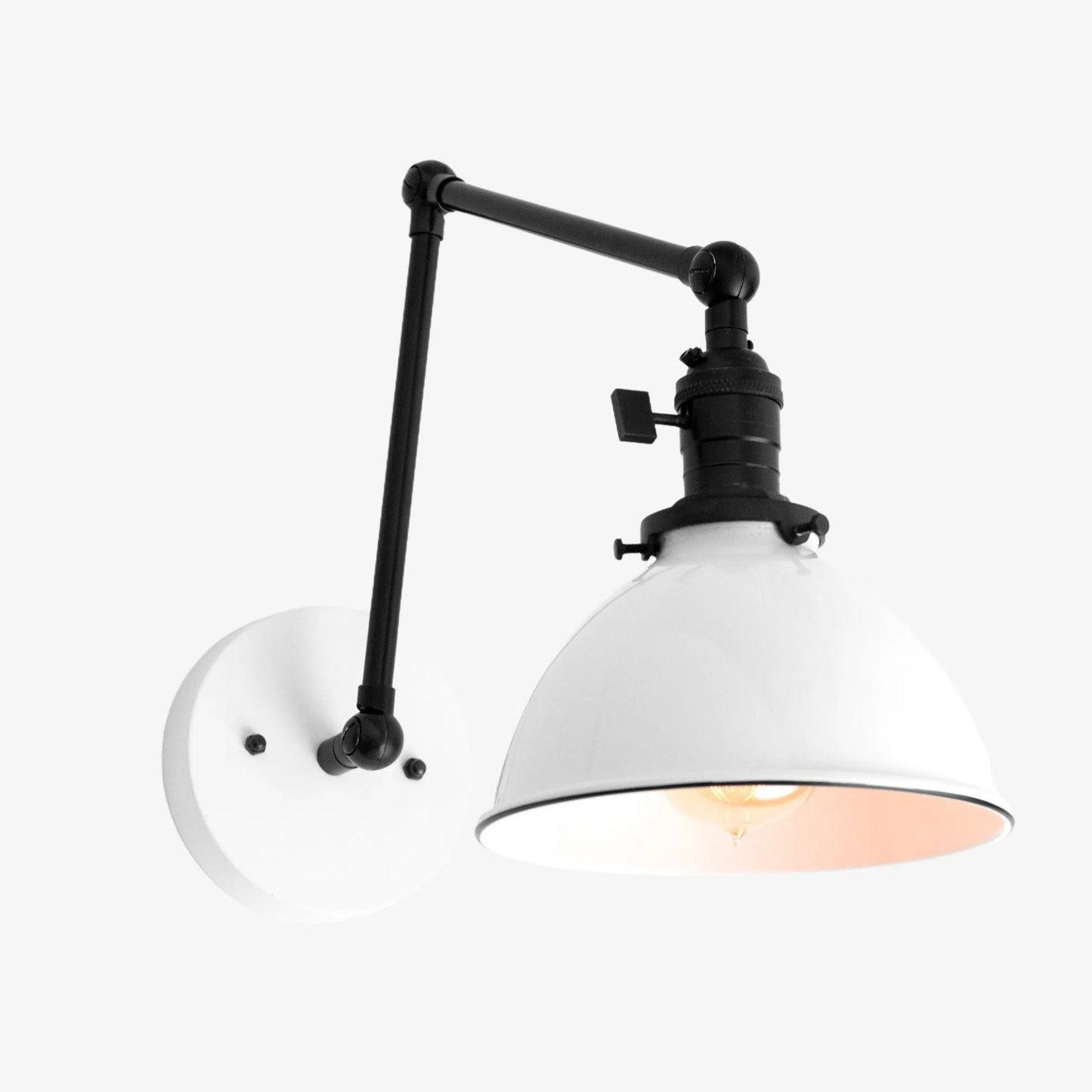 Conique Metal Vintage Industrial Swing Arm Wall Lamp - Adjustable Dome Shade for Study
