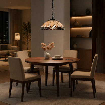 TF Brooklyn Pendelleuchte – Pendelleuchte im geometrischen Buntglas-Art-Deco-Stil für Esszimmer