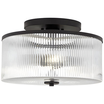 Retro Fluted Glass Drum Ceiling Light