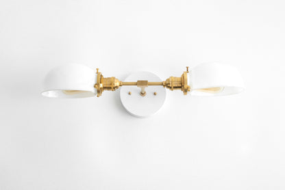 Ornato Luxe Mid-Century Vanity Light - Brass Bathroom Fixture with Opal Glass