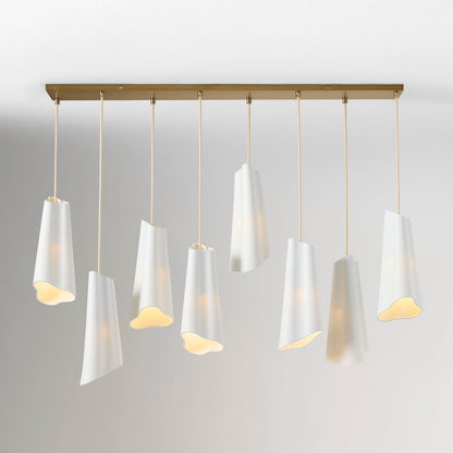 Orovia Ceramic Shade Chandelier – Iron Pendant Adjustable Height Design
