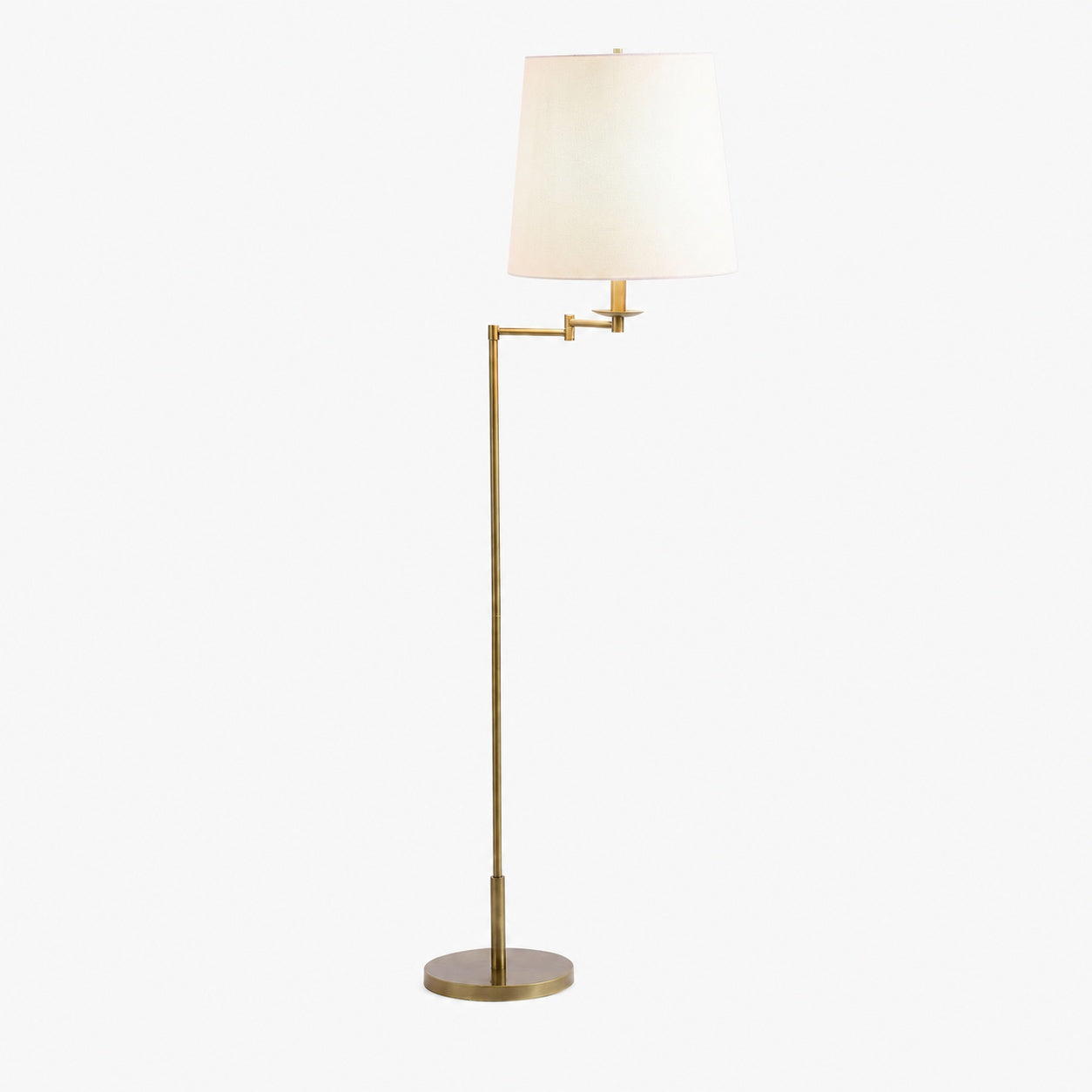 Rowan Schlanke Articulating Floor Lamp mit Leinenlampenschirm für fokussiertes Licht